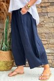 Annie Cushion Cotton Barrel Culotte Pant Navy